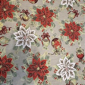 Tecido Tricoline Misto Natal Floral 50cm X 1.50 Largura