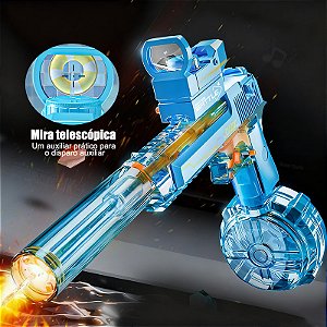 Pistola de Água Elétrica Automática Transparente com Alcance de 10m – Alta Potência