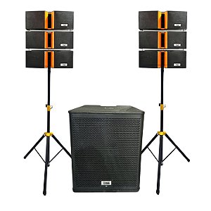 SISTEMA DE SOM ATIVA LINE ARRAY VERTICAL 4" + SUB DE 18" RF1807SUB2.1+3xAR2401P ( 33462 )