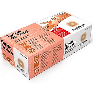 Luvas Descartáveis de Vinil Transparente Sem Pó Descarpack