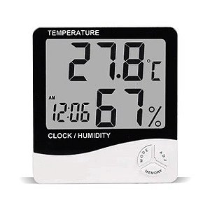 Relógio Digital com Higrômetro grande Medidor de Temperatura e Umidade