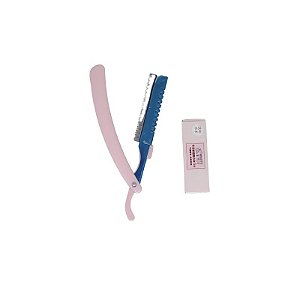 Navalha Navalhete Rosa Acrílico E Refil Lâmina Sobrancelhas