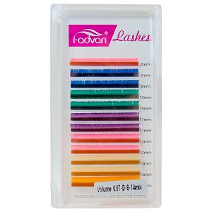Cílios Fadvan Fios Coloridos Volume Russo Clássico 0.07D MIX (8-14mm)