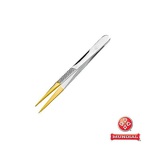 Pinça para Sobrancelhas Profissional Ponta Fina Dourada Mundial Gold 380p