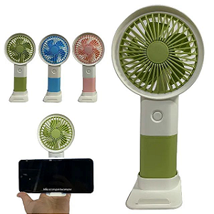 Mini Ventilador Portátil Com 3 Velocidades e Suporte de Celular - H'maston