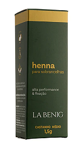 Henna La Benig Alta Fixação Profissional 1,5g Castanho Médio