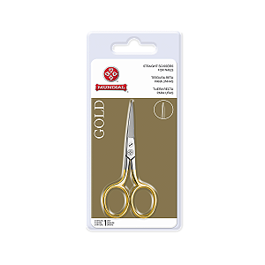 Tesoura Reta para Unhas Gold Mundial