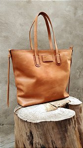 Bolsa Shopper Em Couro Natural