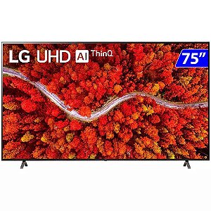 Smart TV 4K LG LED UHD 75" Bluetooth, Inteligência Artificial ThinQAI Smart Magic Google Alexa e WiFi - 75UP8050PSB