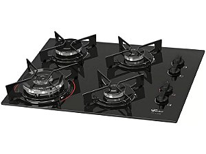 Cooktop Fischer 4Q FIT LINE Gás TC Mesa Vidro Bivolt Preto - 26299-57078