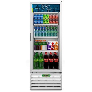 Refrigerador Vertical Expositor de Bebidas Metalfrio 398L Geladeira Supermercado VB40RL Branco 127V