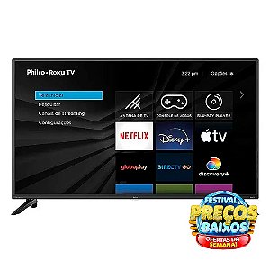 Smart TV LED 40 Full HD Philco PTV40G65RCH Roku TV com Dolby Audio, Mídia Cast e Processador Quad-core