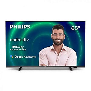 Smart TV Philips 65" Android TV 4K 65PUG7406/78 UHD Dolby Vision Dolby Atmos Bluetooth Bordas Ultrafinas Bivolt