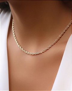 Gargantilha Lisa Cordão Baiano Fecho Boia E Fecho Normal – 45 Cm