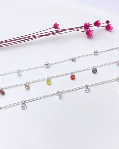 Pulseira Prata 18+2cm Zircônias