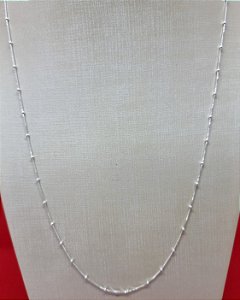 Corrente Prata 60 Cm Veneziana Com Bolinhas 2 Mm