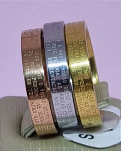 Trio de Anel de Aço com Oração Pai Nosso -   5MM