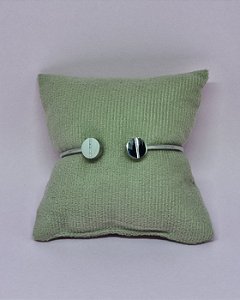 Bracelete de Aço Prateado Geométrica Dupla Redonda Aberto - 18cm