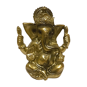 Estátua De Resina Ganesha Gold 10.5cm
