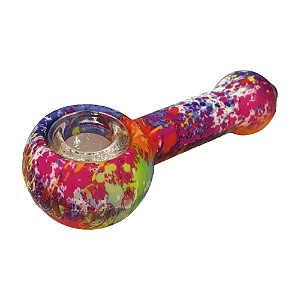 Pipe De Silicone Bolha Bowl De Vidro - Estampa Hidrográfica - Colors