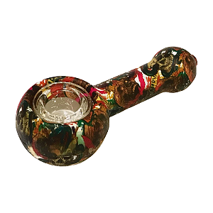 Pipe De Silicone Bolha Bowl De Vidro - Estampa Hidrográfica - Caveira