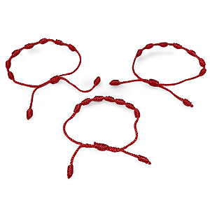 Kit 3 Pulseiras 7 Nós Vermelha Kabbalah - Pulseira Da Proteção