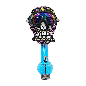 Máscara Bong Caveira Mexicana Com Óculos - Bong Acrílico E Bowl Metal