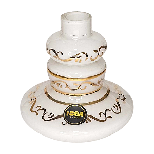Vaso Nasa Glass Hestia Para Narguile Pequeno - Branco / Dourado