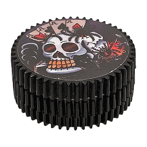 Dichavador De Metal Engrenagem Preto Caveira Cartas (5,5x2cm) - 3 Partes