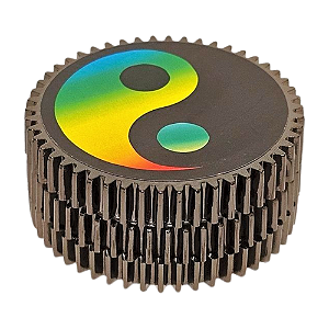 Dichavador De Metal Engrenagem Preto Metálico Yin - Yang (5,5x2cm) - 3 Partes