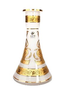 Vaso Bless Hookah - Branco com Detalhes Dourados