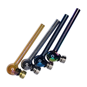 Cachimbo De Vidro Bola Dupla Função + Brinde 5 Telinhas Metal