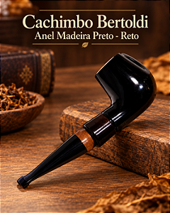 Cachimbo Bertoldi Anel Madeira Preto - Reto