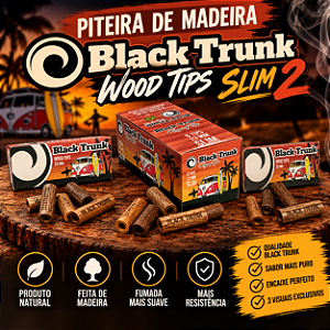 Piteira de Madeira Black Trunk Wood Tips Slim 2