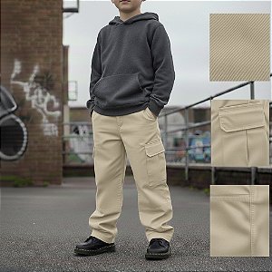 Calça Cargo Juvenil Bege