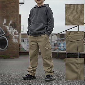 Calça Cargo Juvenil Caqui