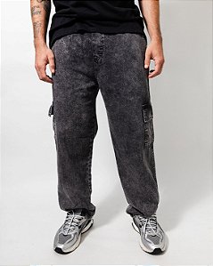 Calça Cargo jeans (marmorizada)