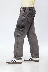 Calça Cargo jeans (marmorizada)