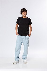 Calça cargo jeans clara juvenil