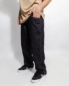 Calça Balão preta linhas brancas (cinto)