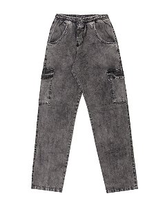 Calça cargo jeans Marmorizada juvenil