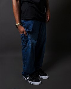 Calça cargo jeans Escura juvenil