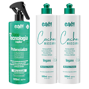 Kit 2x Máscara Cachos + 1x NanoTecnologia Verde - Cachos Longos Dos Sonhos Definição E Tratamento Capilar Eaê!