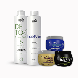 Kit Lissever Sem Formol Eaê Brazil 1000ml + Cronograma Capilar Eaê 3x500g