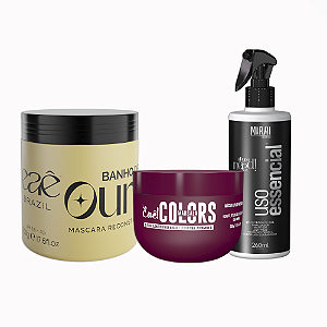 Kit Máscara Banho de Ouro 500g + Máscara Tonalizante Marsala 300g + Uso Essencial 260ml