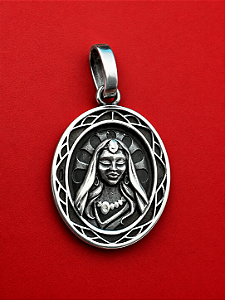 Pingente Medalha de Santa Sara Kali em Prata 925