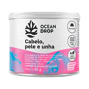 Ocean Drop Cabelo Pele e Unha 90g 30 gomas