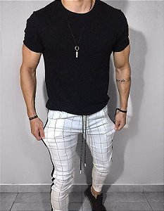 Conjunto Camiseta Longline Elastano Preta com Bermuda Preta