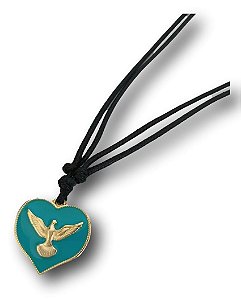 Colar Cordão Pomba da Paz: Símbolo do Espírito Santo com Pingente de Coração em Metal Banhado a Ouro