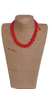 Conjunto de Bijuterias Cristal Tcheco Vermelho: Colar, Brinco e Pulseira - Elegância e Glamour